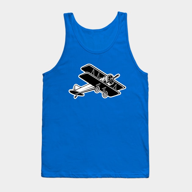 Biplane Black and White Tank Top by yudabento